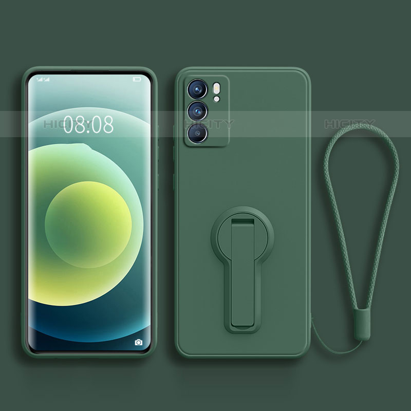 Coque Ultra Fine Silicone Souple Housse Etui avec Support pour Oppo Reno6 Pro 5G India Vert Nuit Plus