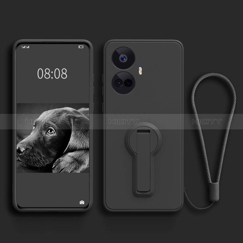 Coque Ultra Fine Silicone Souple Housse Etui avec Support pour Realme 10 Pro+ Plus 5G Noir Plus