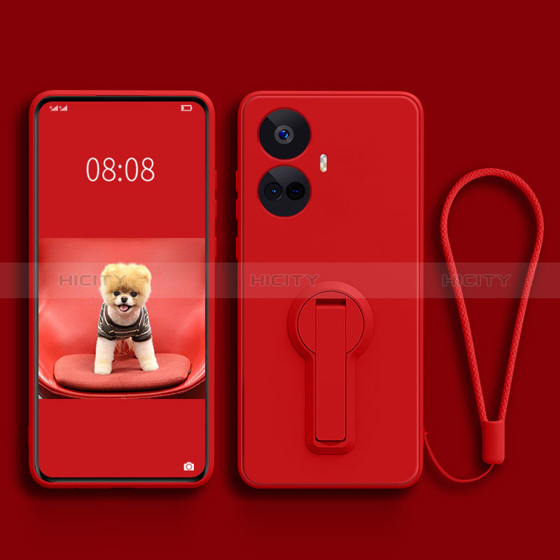 Coque Ultra Fine Silicone Souple Housse Etui avec Support pour Realme 10 Pro+ Plus 5G Rouge Plus