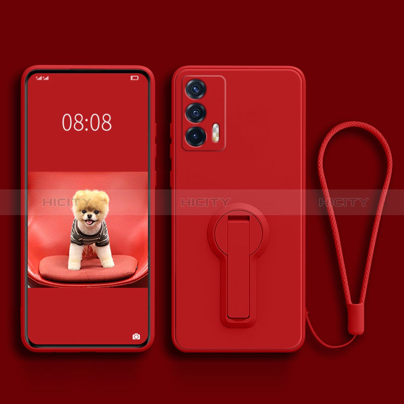 Coque Ultra Fine Silicone Souple Housse Etui avec Support pour Realme GT 5G Rouge Plus