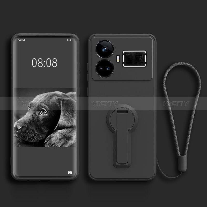 Coque Ultra Fine Silicone Souple Housse Etui avec Support pour Realme GT Neo5 240W 5G Noir Plus