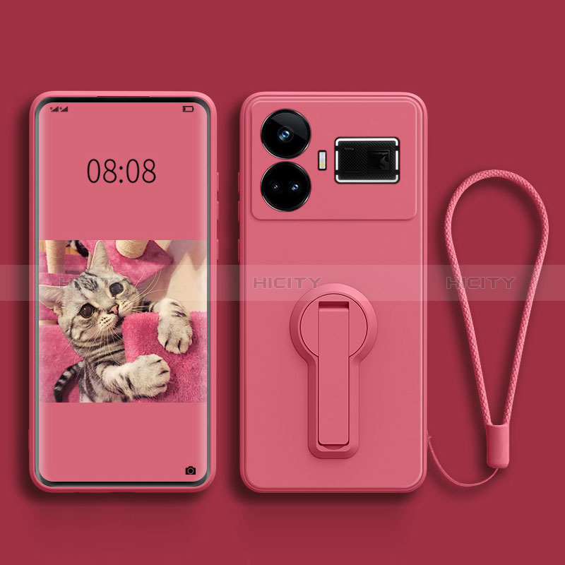 Coque Ultra Fine Silicone Souple Housse Etui avec Support pour Realme GT Neo5 240W 5G Rose Rouge Plus