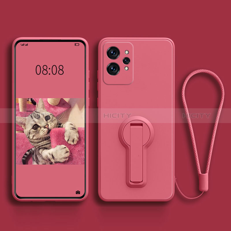 Coque Ultra Fine Silicone Souple Housse Etui avec Support pour Realme GT2 Pro 5G Rose Rouge Plus