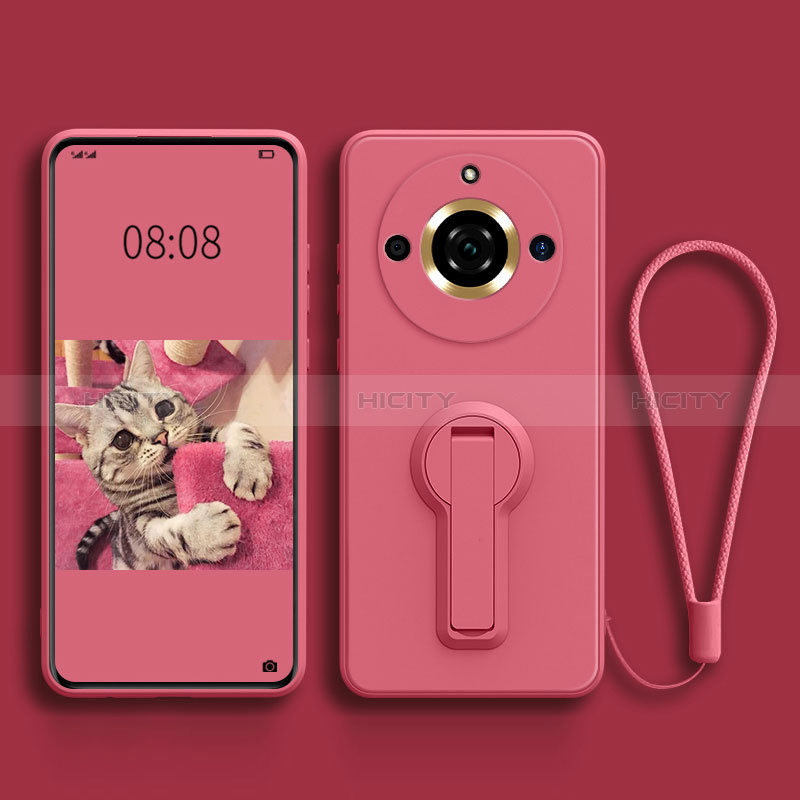 Coque Ultra Fine Silicone Souple Housse Etui avec Support pour Realme Narzo 60 5G Rose Rouge Plus