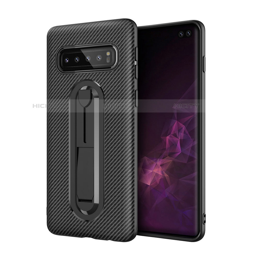 Coque Ultra Fine Silicone Souple Housse Etui avec Support pour Samsung Galaxy S10 5G Noir Plus