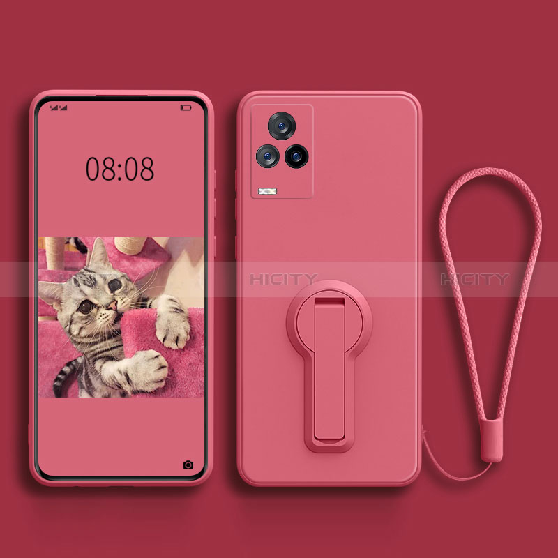 Coque Ultra Fine Silicone Souple Housse Etui avec Support pour Vivo iQOO 7 Legend 5G Rose Rouge Plus