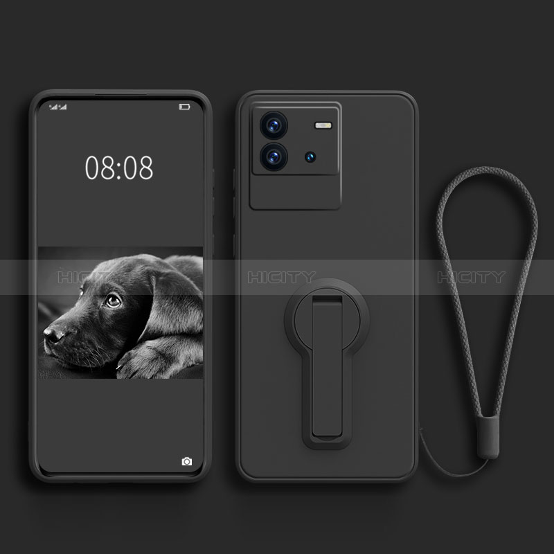 Coque Ultra Fine Silicone Souple Housse Etui avec Support pour Vivo iQOO Neo6 5G Noir Plus