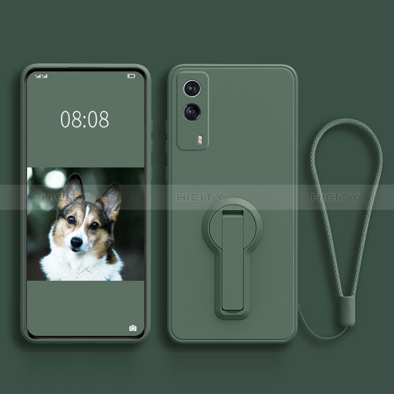 Coque Ultra Fine Silicone Souple Housse Etui avec Support pour Vivo T1x 5G Vert Nuit Plus