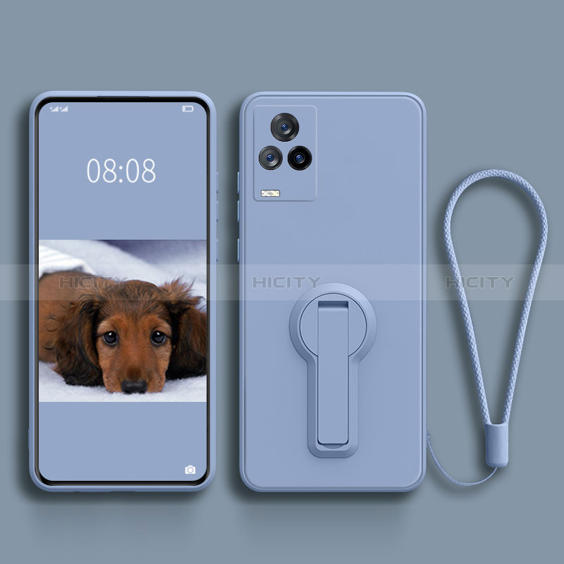 Coque Ultra Fine Silicone Souple Housse Etui avec Support pour Vivo Y73 (2021) Gris Lavende Plus