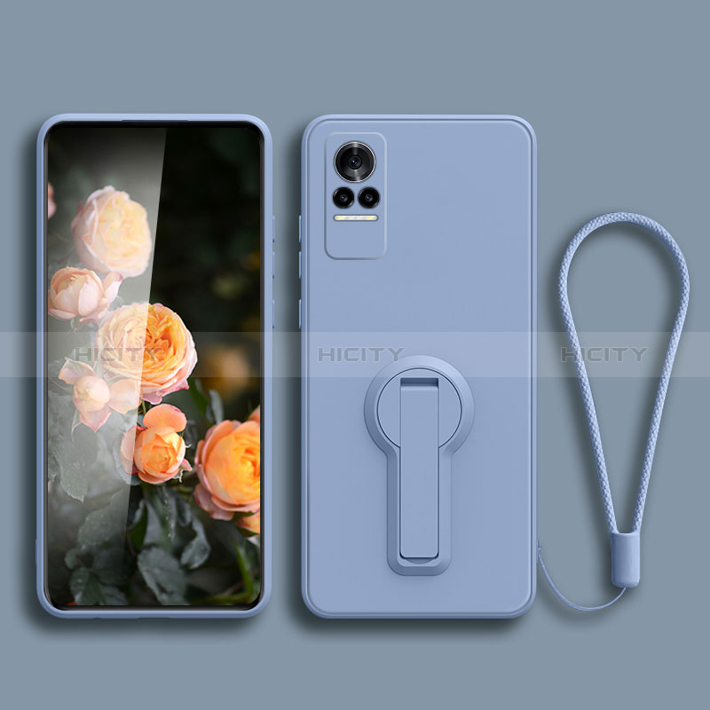 Coque Ultra Fine Silicone Souple Housse Etui avec Support pour Xiaomi Civi 1S 5G Gris Lavende Plus