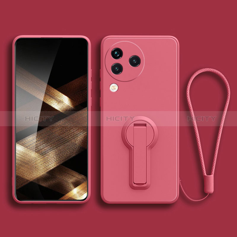 Coque Ultra Fine Silicone Souple Housse Etui avec Support pour Xiaomi Civi 3 5G Rose Rouge Plus