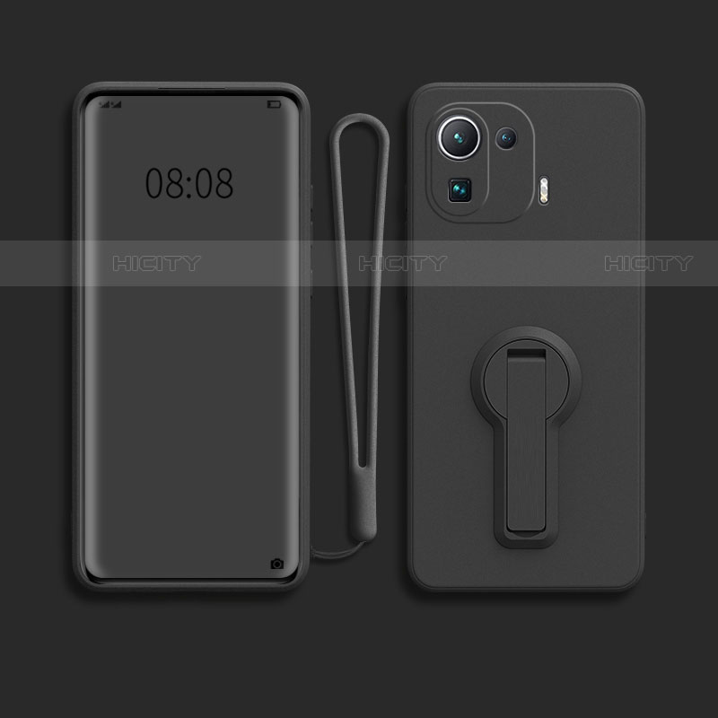 Coque Ultra Fine Silicone Souple Housse Etui avec Support pour Xiaomi Mi 11 Pro 5G Noir Plus