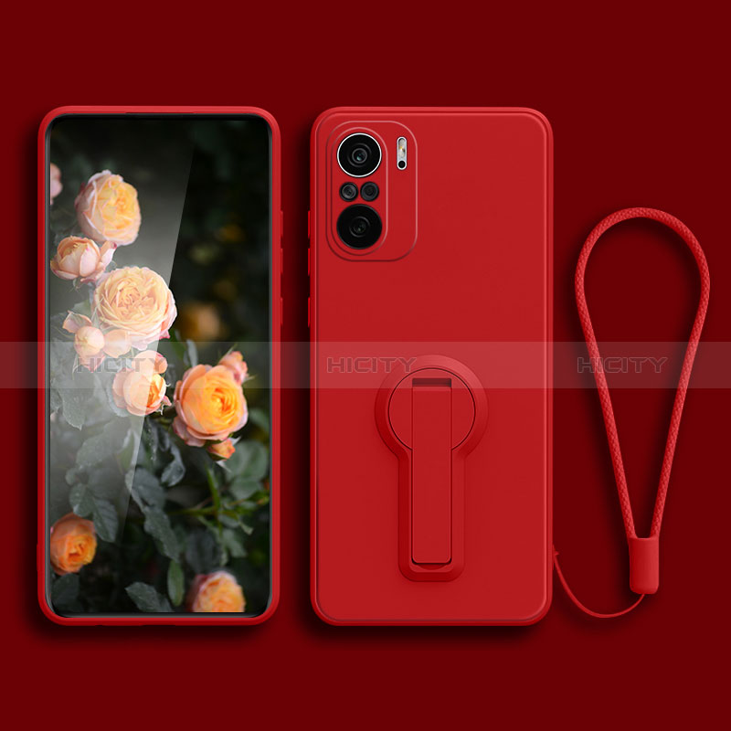 Coque Ultra Fine Silicone Souple Housse Etui avec Support pour Xiaomi Mi 11i 5G Rouge Plus