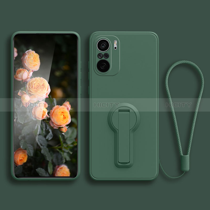 Coque Ultra Fine Silicone Souple Housse Etui avec Support pour Xiaomi Mi 11X Pro 5G Vert Nuit Plus