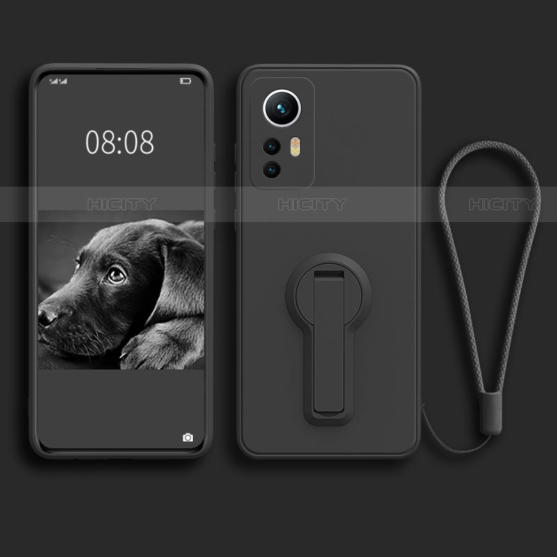 Coque Ultra Fine Silicone Souple Housse Etui avec Support pour Xiaomi Mi 12 5G Noir Plus