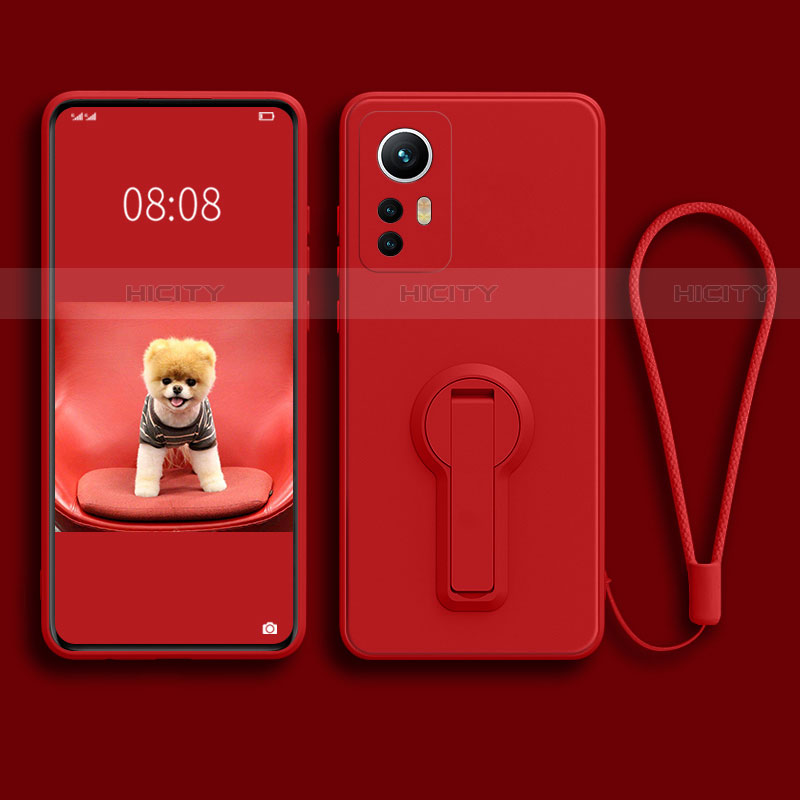 Coque Ultra Fine Silicone Souple Housse Etui avec Support pour Xiaomi Mi 12S 5G Rouge Plus
