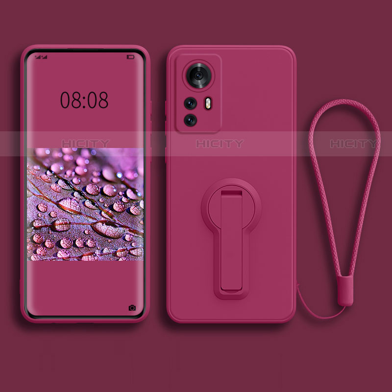 Coque Ultra Fine Silicone Souple Housse Etui avec Support pour Xiaomi Mi 12S Pro 5G Rose Rouge Plus