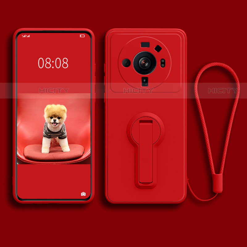 Coque Ultra Fine Silicone Souple Housse Etui avec Support pour Xiaomi Mi 12S Ultra 5G Rouge Plus