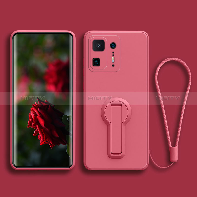 Coque Ultra Fine Silicone Souple Housse Etui avec Support pour Xiaomi Mi Mix 4 5G Rose Rouge Plus