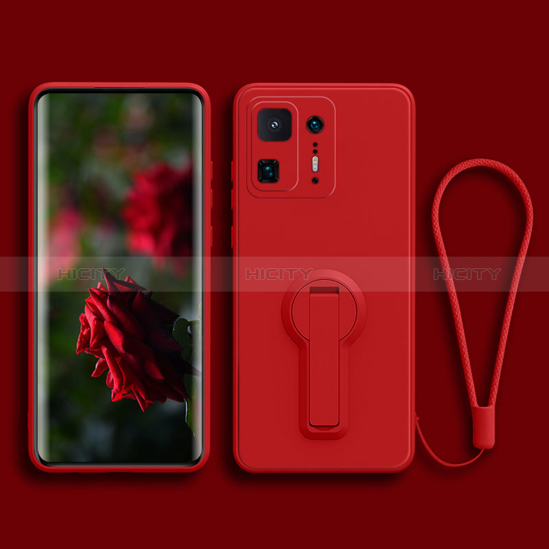 Coque Ultra Fine Silicone Souple Housse Etui avec Support pour Xiaomi Mi Mix 4 5G Rouge Plus