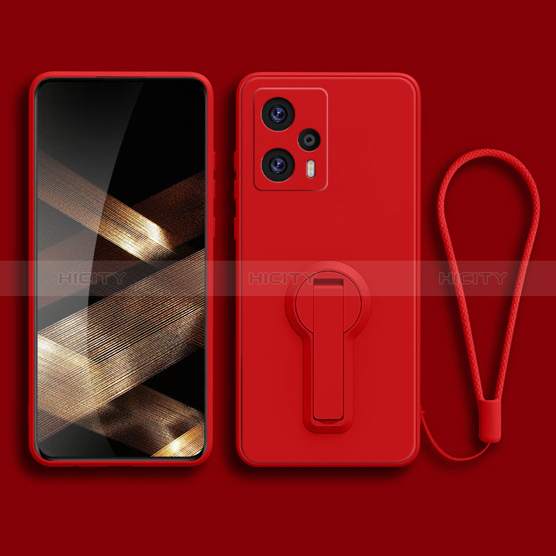 Coque Ultra Fine Silicone Souple Housse Etui avec Support pour Xiaomi Poco F5 5G Rouge Plus