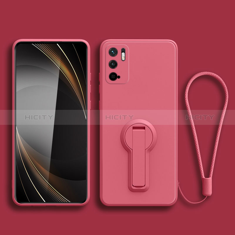 Coque Ultra Fine Silicone Souple Housse Etui avec Support pour Xiaomi POCO M3 Pro 5G Rose Rouge Plus