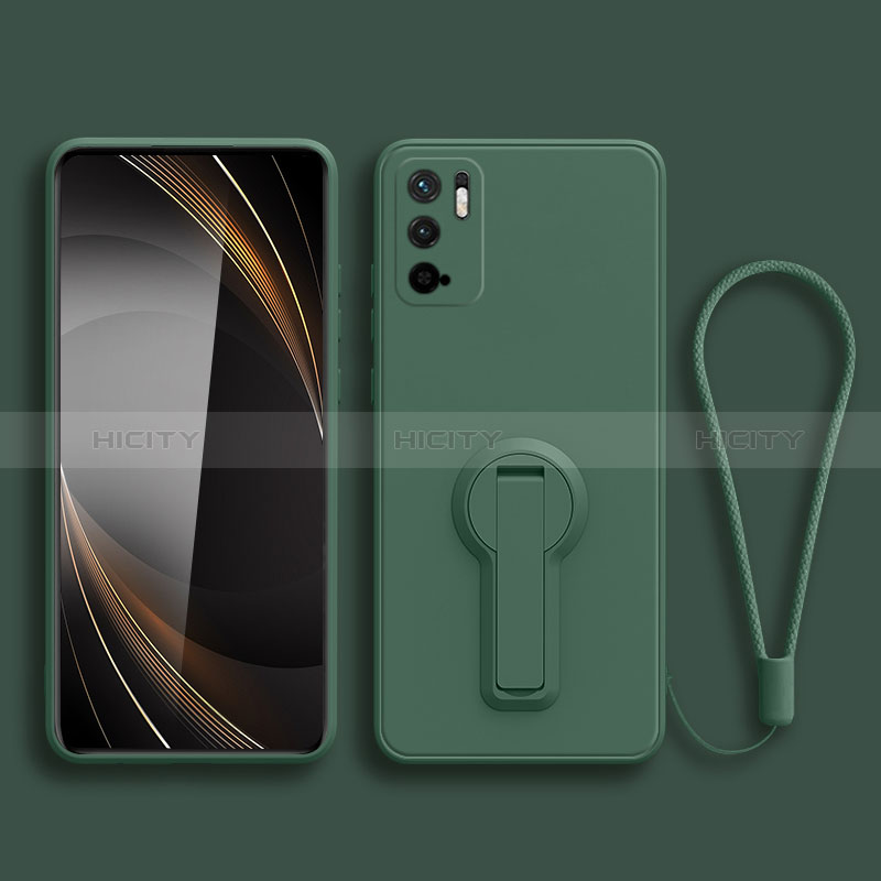 Coque Ultra Fine Silicone Souple Housse Etui avec Support pour Xiaomi POCO M3 Pro 5G Vert Nuit Plus