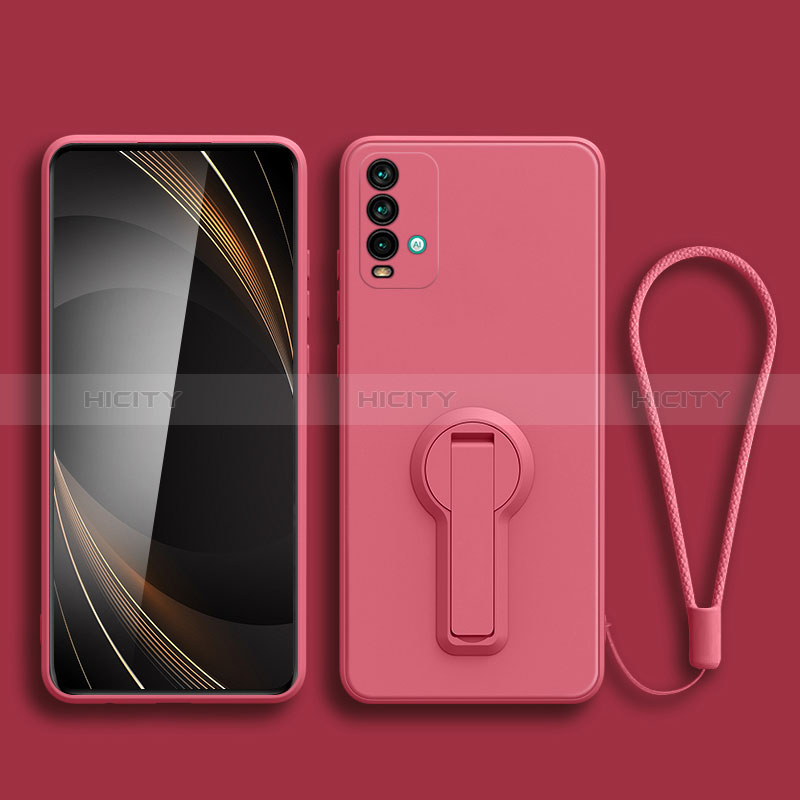 Coque Ultra Fine Silicone Souple Housse Etui avec Support pour Xiaomi Redmi 9 Power Rose Rouge Plus