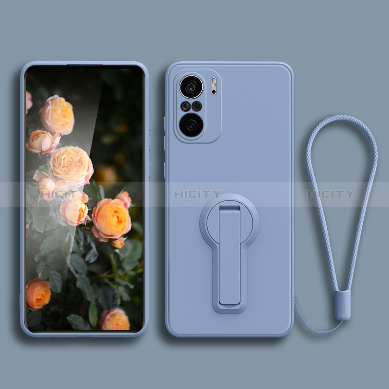 Coque Ultra Fine Silicone Souple Housse Etui avec Support pour Xiaomi Redmi K40 Pro 5G Gris Lavende Plus