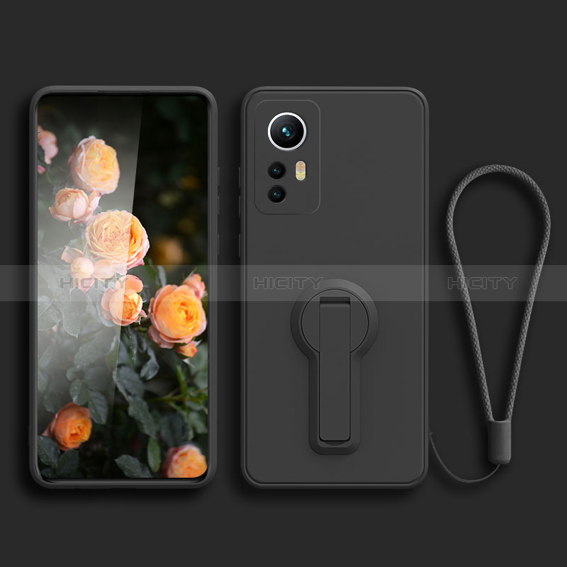 Coque Ultra Fine Silicone Souple Housse Etui avec Support pour Xiaomi Redmi K50 Ultra 5G Noir Plus