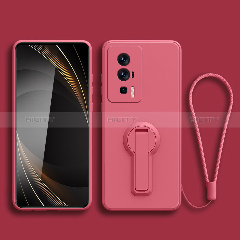 Coque Ultra Fine Silicone Souple Housse Etui avec Support pour Xiaomi Redmi K60 5G Rose Rouge Plus