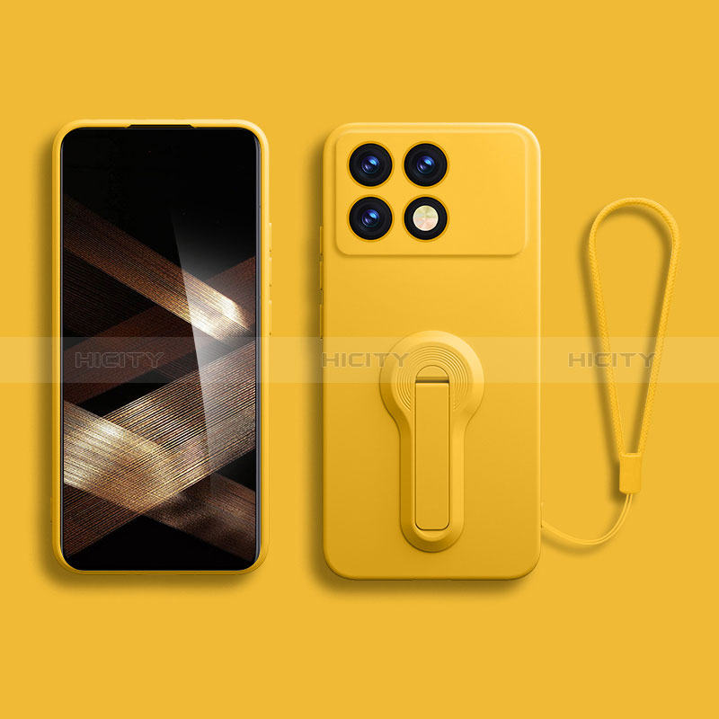 Coque Ultra Fine Silicone Souple Housse Etui avec Support pour Xiaomi Redmi K70 Pro 5G Jaune Plus