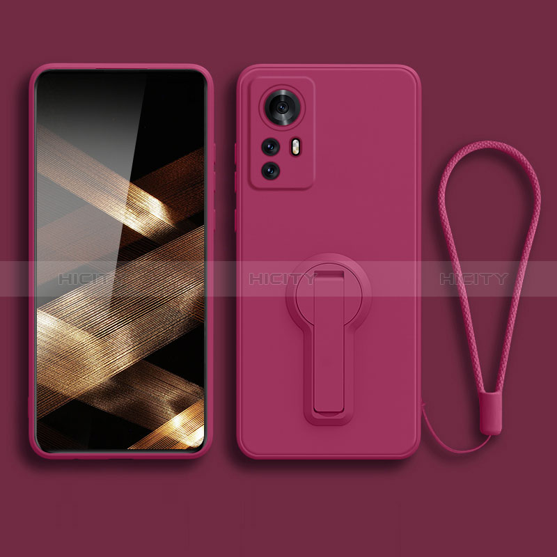 Coque Ultra Fine Silicone Souple Housse Etui avec Support pour Xiaomi Redmi Note 12S Rose Rouge Plus