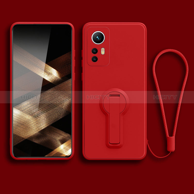 Coque Ultra Fine Silicone Souple Housse Etui avec Support pour Xiaomi Redmi Note 12S Rouge Plus