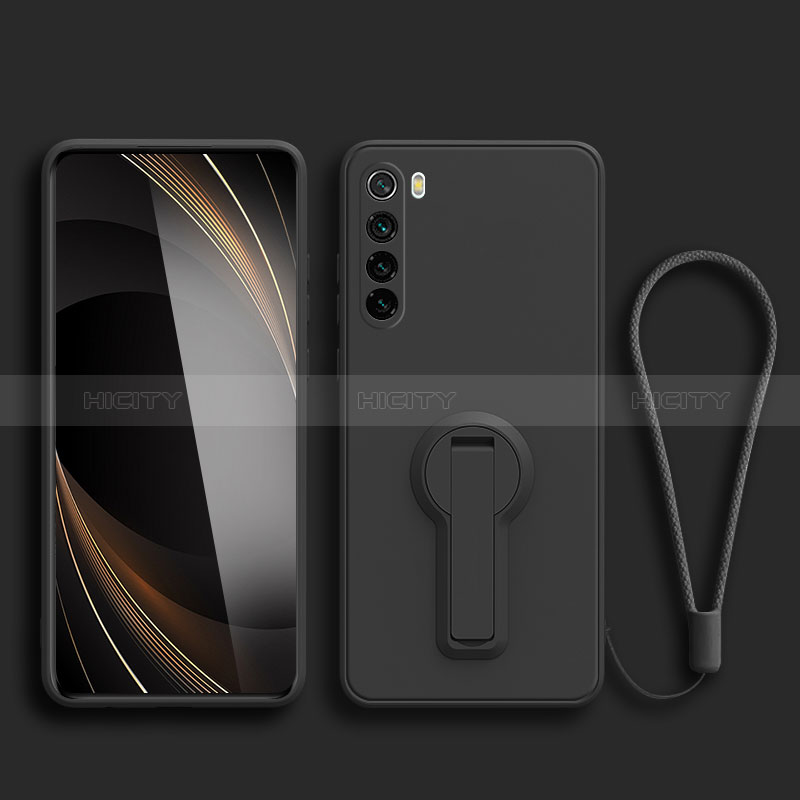 Coque Ultra Fine Silicone Souple Housse Etui avec Support pour Xiaomi Redmi Note 8 (2021) Noir Plus