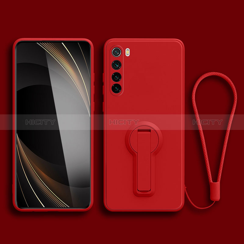 Coque Ultra Fine Silicone Souple Housse Etui avec Support pour Xiaomi Redmi Note 8 (2021) Rouge Plus