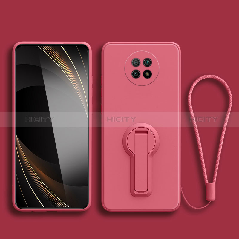 Coque Ultra Fine Silicone Souple Housse Etui avec Support pour Xiaomi Redmi Note 9 5G Rose Rouge Plus