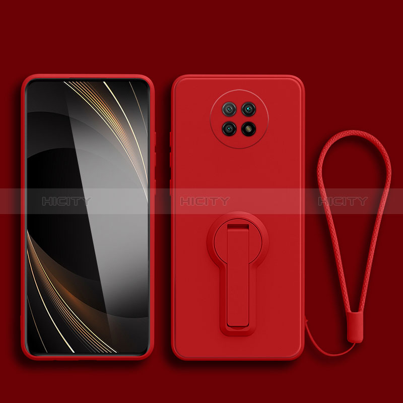 Coque Ultra Fine Silicone Souple Housse Etui avec Support pour Xiaomi Redmi Note 9 5G Rouge Plus