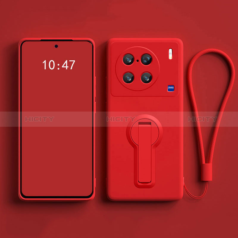 Coque Ultra Fine Silicone Souple Housse Etui avec Support S01 pour Vivo X90 5G Rouge Plus