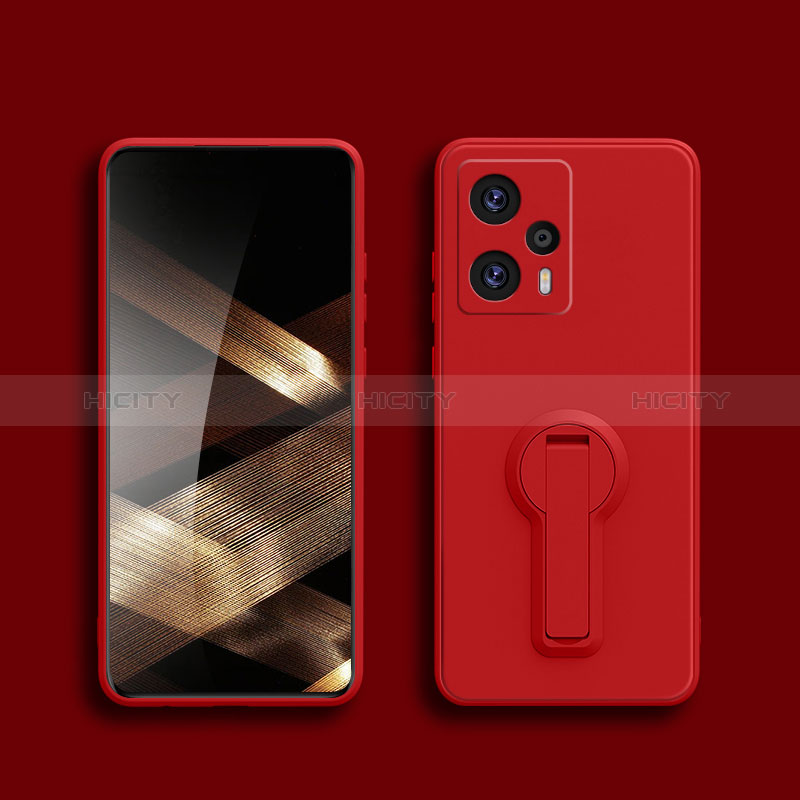 Coque Ultra Fine Silicone Souple Housse Etui avec Support S01 pour Xiaomi Poco F5 5G Rouge Plus