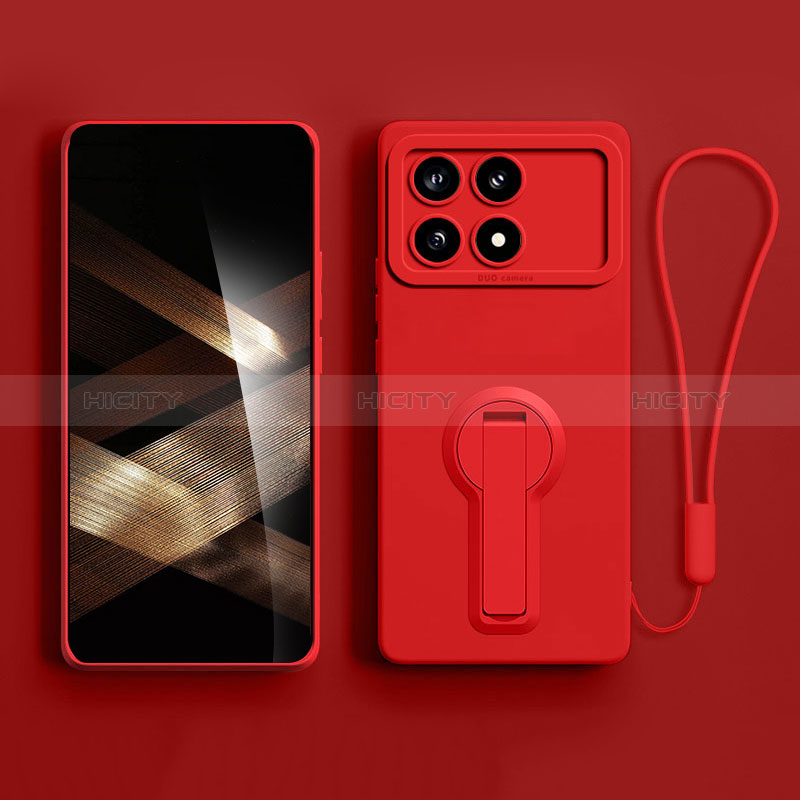 Coque Ultra Fine Silicone Souple Housse Etui avec Support S01 pour Xiaomi Redmi K70 5G Rouge Plus