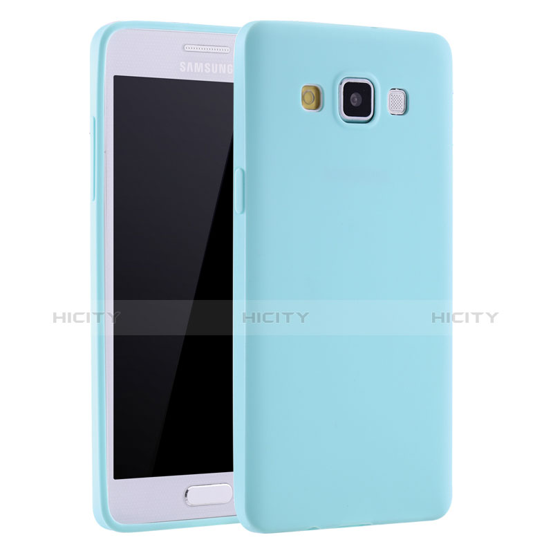 Coque Ultra Fine Silicone Souple Housse Etui S01 pour Samsung Galaxy A7 Duos SM-A700F A700FD Bleu Ciel Plus