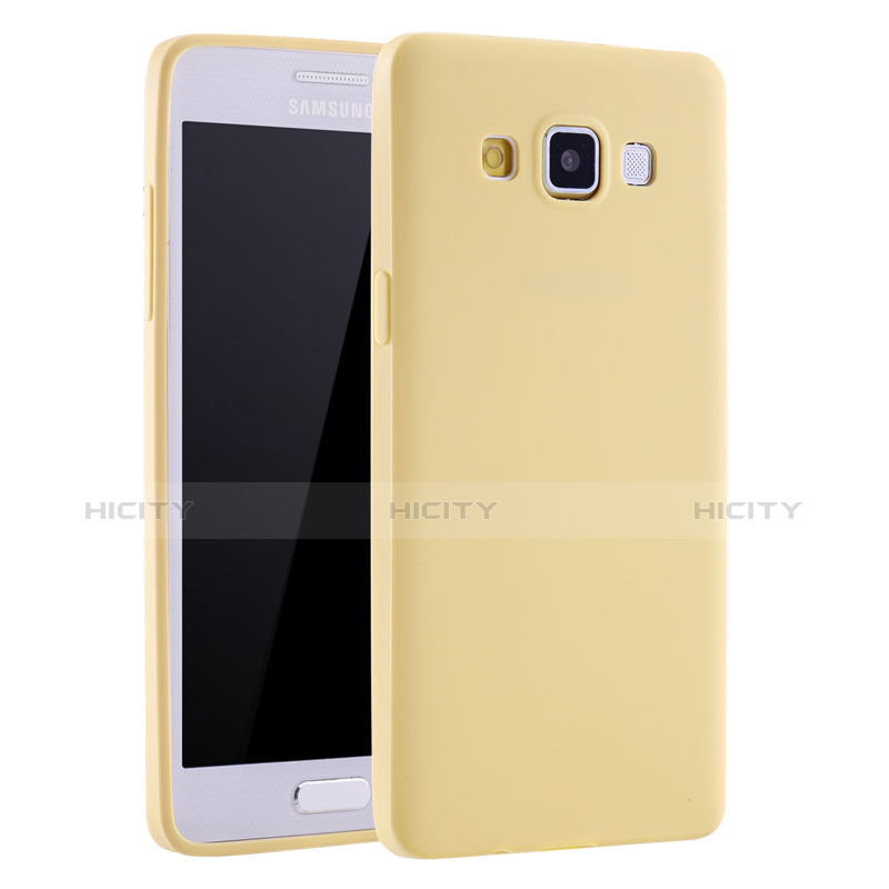 Coque Ultra Fine Silicone Souple Housse Etui S01 pour Samsung Galaxy A7 Duos SM-A700F A700FD Jaune Plus