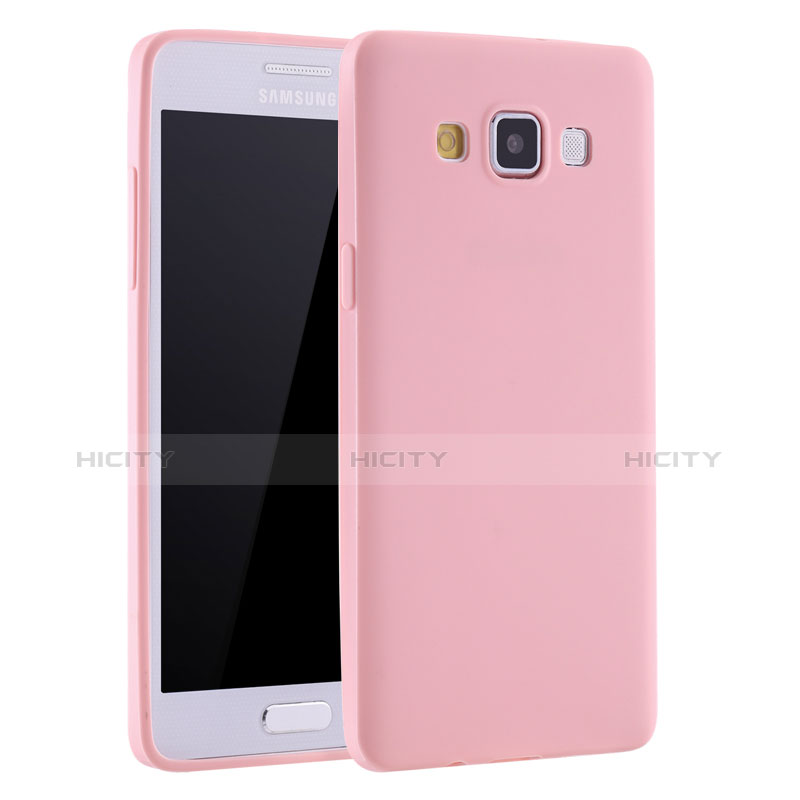 Coque Ultra Fine Silicone Souple Housse Etui S01 pour Samsung Galaxy A7 Duos SM-A700F A700FD Rose Plus