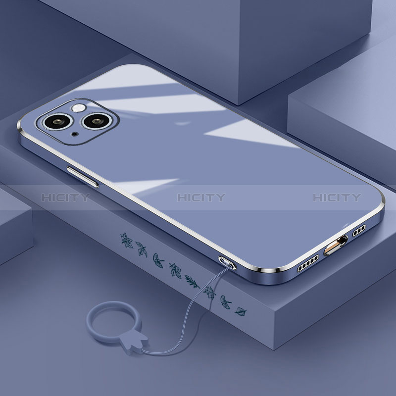 Coque Ultra Fine Silicone Souple Housse Etui S03 pour Apple iPhone 15 Gris Lavende Plus