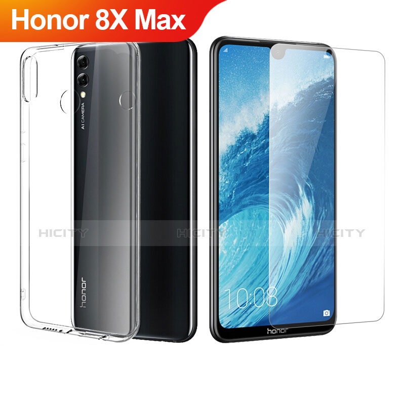 Coque Ultra Fine Silicone Souple Transparente et Protecteur d'Ecran pour Huawei Honor 8X Max Clair Plus