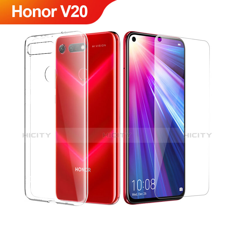 Coque Ultra Fine Silicone Souple Transparente et Protecteur d'Ecran pour Huawei Honor V20 Clair Plus