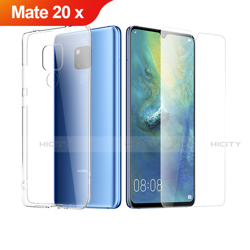 Coque Ultra Fine Silicone Souple Transparente et Protecteur d'Ecran pour Huawei Mate 20 X 5G Clair Plus