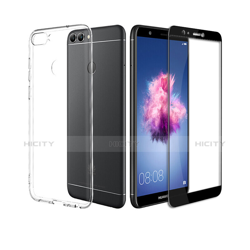 Coque Ultra Fine Silicone Souple Transparente et Protecteur d'Ecran pour Huawei P Smart Noir Plus