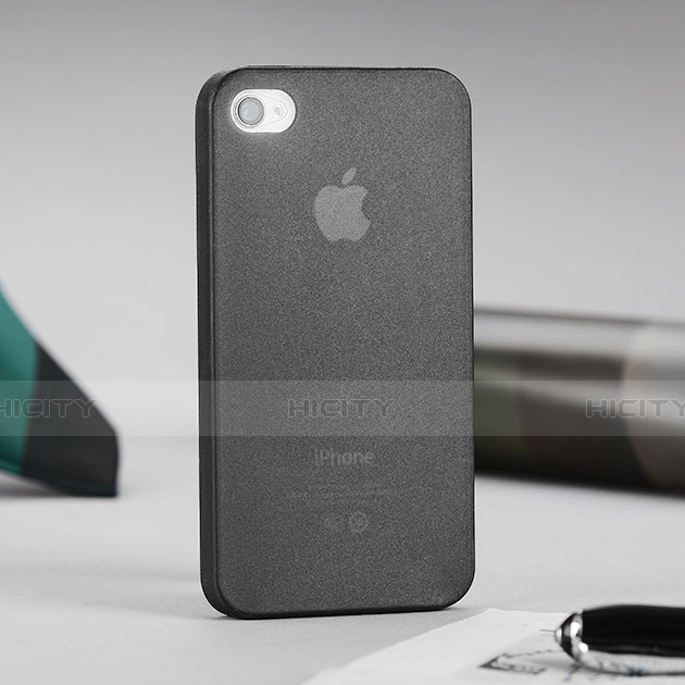 Coque Ultra Fine Silicone Souple Transparente Mat pour Apple iPhone 4S Gris Plus